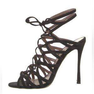 Tabitha Simmons Suede Strappy Gladiator Heeled Sandals Black sz 39